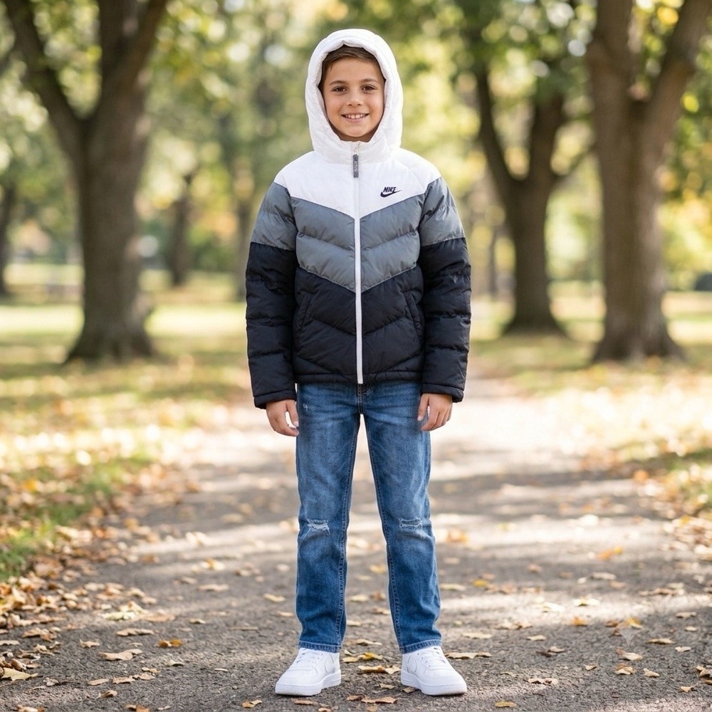 Nike Windrunner Youth Hooded Puffer Jacket XL Colorblock Gorpcore